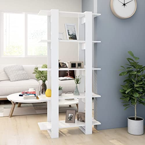 CKioict Eckvitrine Modernes Standregal Wohnzimmermöbel Bücherregal/Raumteiler Weiß 80x30x160 cm Holzwerkstofffür Wohnzimmer, Schlafzimmer, Büro