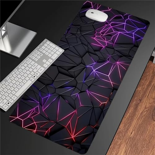 GeRRiT Tapis de Souris de Jeu XXL Géométrie Violette 700x400x2mm avec Base en Caoutchouc Naturel Antidérapant Durable et Lavable pour Bureau et Maison
