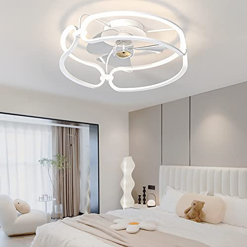 Ventilatori da soffitto moderni con lampade e telecomando Design Ventilatore da soffitto per camera da letto DC con luce timer silenzioso Inverno ed estate Dimmerabile Reversibile Ventilatore da