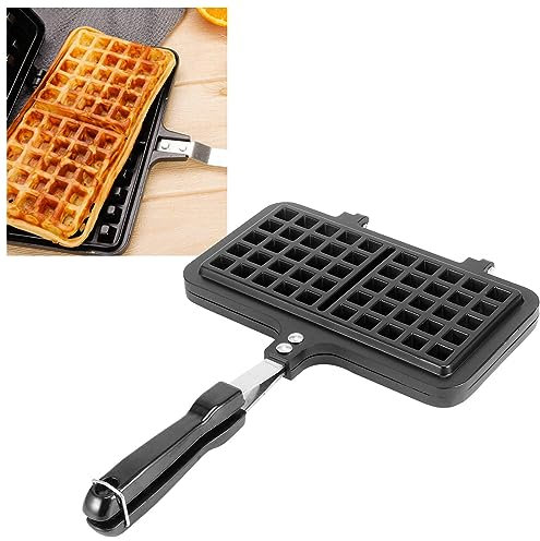 Mini Gaufrier, Petit Gaufrier avec Revêtement Anti-Adhésif, Machine a Gaufre pour 2 Gaufres, Poignée Thermo-Isolante, pour les Anniversaires des Enfants, les Fêtes de Famille, Noir