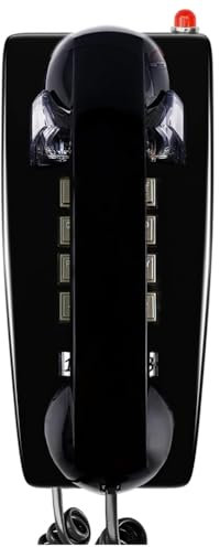 Kliplinc Telefoni da Parete Classici per Rete Fissa con Campanello Meccanico, Telefono da Parete a Singola 2554 con indicatore vocale, Durevole, Nero