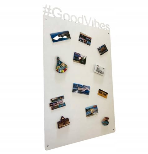Magnettafel Magnetwand Weiß GoodVibes 80x50 cm Memotafel aus Edelstahl Fotowand für Urlaubs Magnete Magnetisch Tafel Metalltafel für Wohnung Büro Küche
