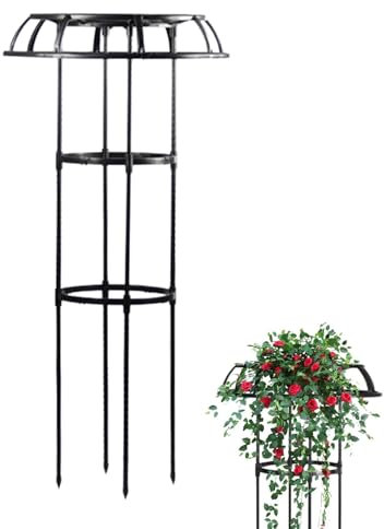 Onlynery Gartenspalier für Kletterpflanzen,Spalier für Kletterpflanzen im Freien, Schirmförmiges Himbeer-Blumenspalier aus Stahl, Hohe Pflanzenstütze, Weinrebenstützen-Pflanzenturm, Stabiler