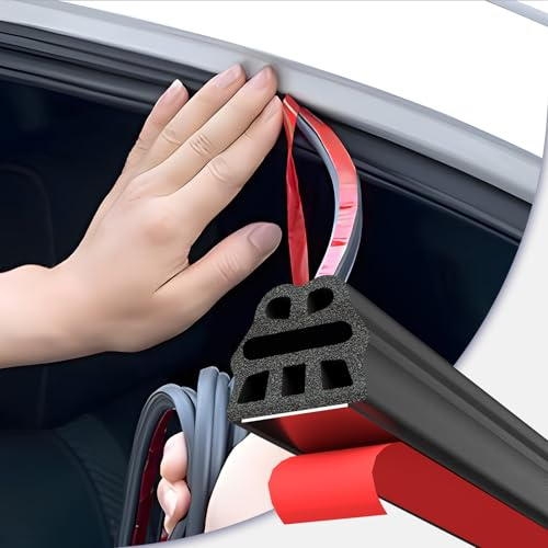 alophoty 26.5M Joint de Porte Voiture Auto-adhésif - 6 Trous EPDM Caoutchouc, Isolation Acoustique & Étanche, Universel pour Portière, Capot et Coffre, Facile à Installer, Noir