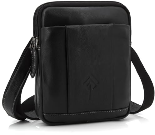 ekavale Umhängetasche Herren aus Leder - Stylische Schultertasche Herren Vintage - Messenger-Bag für Männer, für Alltag, Arbeit Robuste kleine Herrentasche (Schwarz)