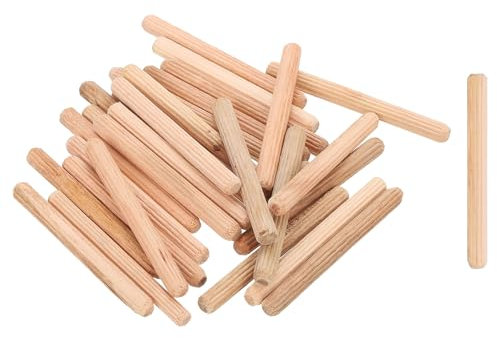 QUARKZMAN 100 Stück 1/4 x 2-3/8 Holzdübel, Holzstäbe, Möbelholzverbindungsstifte, Holzdübel mit Nut für Handwerk, DIY-Projekte