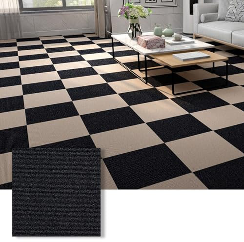 GaoYIYI Dalles De Moquette Auto-adhésives, Dalles De Moquette, Auto-Couches, Durables Et Antidérapantes, Revêtement De Sol pour Bureau, Salon, Chambre à Coucher(Size:60 * 60cm,Color:Noir)