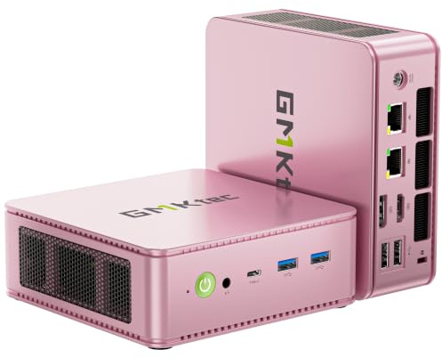 GMKtec Mini PC M5 S, Mini-PC AMD Ryzen 5400U, 16GB DDR4 (Dual-Channel), SSD 512GB, Rosa, para Oficina y hogar, Doble LAN 2,5G, WiFi 6E, Triple Display, USB-C, HDMI 2.0, DP, Bluetooth 5.2