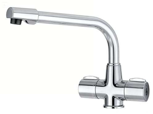 Kitchen Sink Mixer Tap with Swivel Spout, Twin Handles in Chrome by Piralla