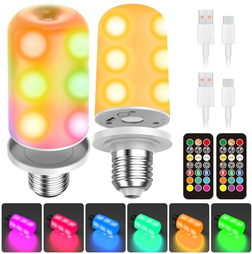 Vankarr Confezione da 2 lampadine ricaricabili da 6000 mAh, con telecomando, dimmerabile, con batteria, USB, batteria ricaricabile, senza fili, con funzione di temporizzazione, 5W, 1800-6000 K, calda