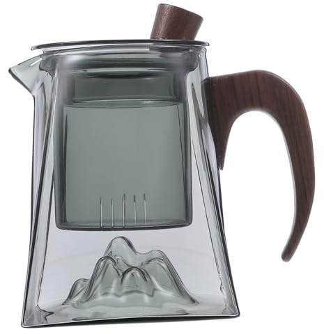 Glass Teapot with Infuser 480ml, Wood Handle for Tea and Flower Tea | Glass Body, Smooth Pouring and Comfortable to Hold, Classic Simple Style for Office or Home Use