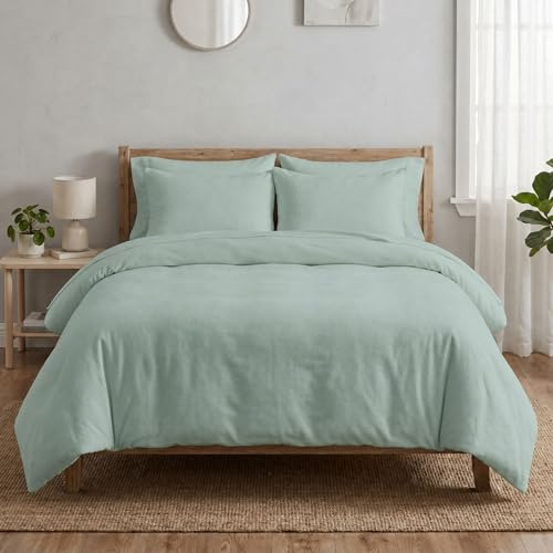 100% Brushed Cotton Flannelette Duvet Cover Set Double – Warm Thermal Winter Bedding Set, Soft Flannel Bedding Set with 2 Pillowcases (200x200 cm)