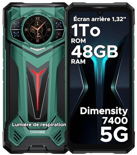 DOOGEE S200Ultra 5G Telephone Portable Incassable, 48Go + 1TB, 11000 mAh/66W, Android 15 Smartphone Incassable 6,72”HD+ IPS, Caméra 100MP 4K, Dimensity 7400 Octa-Core/IP68/IP69K/NFC/Face ID/Dual SIM