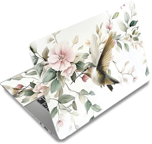 SUPERDANT Cover Adesiva per Computer Portatili Fiori Notebook Protezione Adesivo per Laptop Fiori Ad Acquerello e Colibrì Da 12 13 13.3 14 15 15.4 15.6 pollice