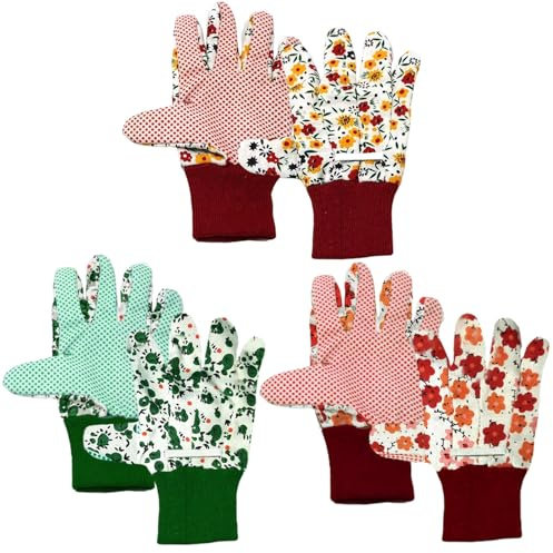 TNSOYCA 3 Paia Guanti da Giardinaggio Antiscivolo da donna, Guanti da Lavoro da Giardino per Bambini Da Giardino Traspiranti A Prova Di Spina Per Cortile, Fattoria, Potatura, Giardinaggio All'Aperto