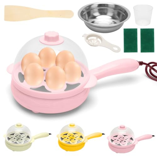 Tutamaz Casserole électrique 220 V, mini casserole, poêle à crêpes frites anti-adhésive, en forme d'œuf cuit à la vapeur pour omelette, hamburger, viande, crêpes, rose