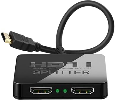 HDMI Splitter 1 in 2 Out Mirror Display Not Expand, 4K Dual HDMI Splitter Hub to Dual Monitors Multi-Scree Displays Audio Synchronization, Compatible for MacBook Laptop Desktop PC Graphics Card TV