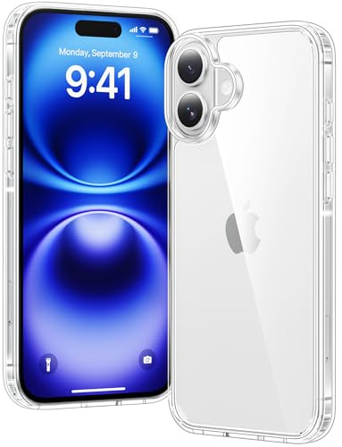 Voyahülle Clear Case for iPhone 16, Ultra Thin, Shockproof TPU Cover, Anti-Yellowing, Crystal Clear, Phone Case for Apple iPhone 16 - Clear