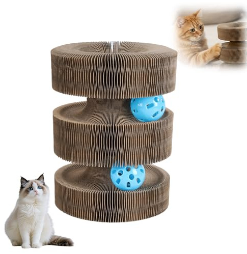 Katzen Kratzbrett, Foldable Interaktives Kratzspielzeug mit Glöckchen, Katzen Spielzeug für den Drinnen und Draußen Geeignet Cat kratzpappe (B)