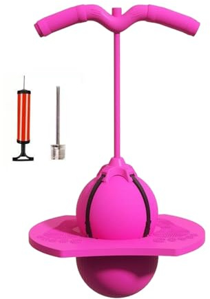 Worparsen Pogo Ball mit Griff, bis 100 kg Springball für Kinder und Erwachsene, Hüpfspielzeug Outdoor, Hüpfball mit Platte, Balance, HBT: 29x35x72 cm Rosa