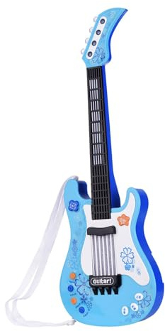 Fesjoy Lustige Kleine Kindergitarre mit Interaktiven Lichtern und Geräuschen, Elektrisches Musikspielzeug für Kleinkinder, Rosa (Blau)