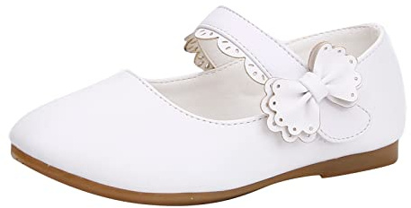 Dopskor flicka storlek 22 läderskor med rosett utklädnad kardborreband skolskor tunna golv dansskor prinsesskor nattvardsskor enfärgade klädskor eleganta Mary Janes