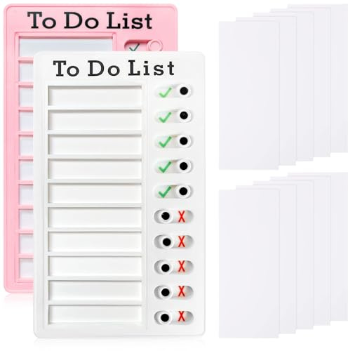 FAYAHAR 2 Stück Checklist Boards, 20 x 12 cm To Do List Checklist Board, Tafel Chore Chart mit 10 Blankokarten, Tragbare, für Kinder Erwachsene Zeitplan Lernplanung (B)