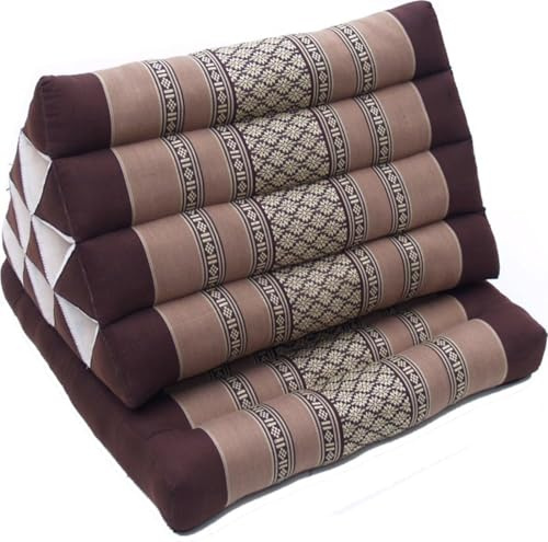 Guru-Shop Cojines, Cojines Tailandeses Triángulo, Kapok, Cama de día con el Apoyo 1 - Marrón, 30x50x80 cm, Cojín Tailandés / Almohadilla 1