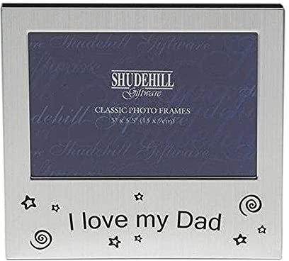 Shudehill Marco de fotos con texto en inglés I Love My Dad para Navidad, día del padre, cumpleaños, regalo de aluminio, plata, tamaño 12,7 x 8,9 cm