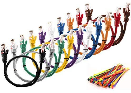 MutecPower MultiCables 0.5m Ethernet Cat5E CAVO DI RETE UTP con spina RJ45 Per PC, LAN, 0.5 Meter “10 pezzi 10 colori “