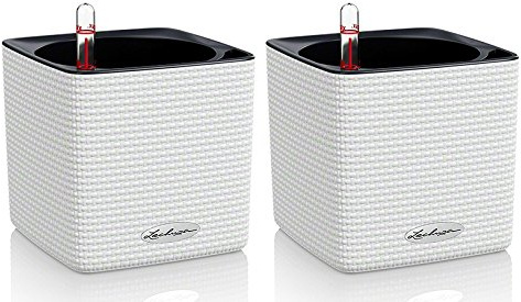 Lechuza Cube Color 14 Pflanzgefäß mit ERD-Bewässerungs-System, Weiß, 14 x 14 x 14 cm, 2er-Set