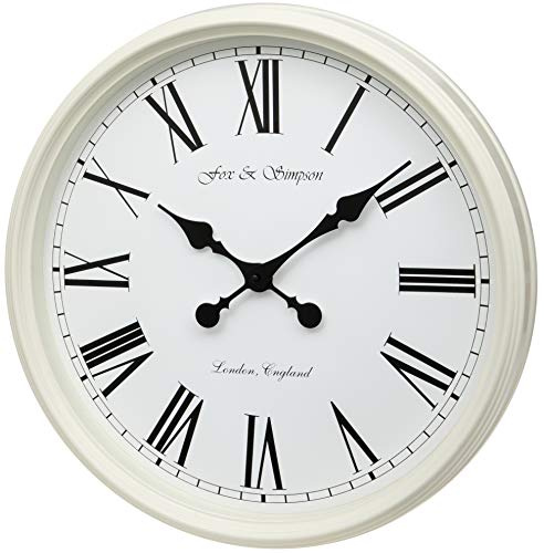 Fox and Simpson Grand Central Station Wanduhr, extragroß, 50 cm, cremefarben