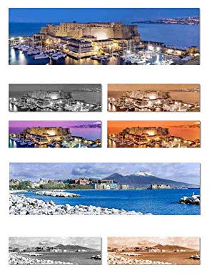 Bild auf Leinwand, 30 x 90 cm, Neapel Castel Ovo Wählen Sie in der Panorama Vesuvio Palazzo mit Holzrahmen 3,5 cm, hergestellt in Italien, für Zuhause, Bars Restaurants, Schlüsselanhänger