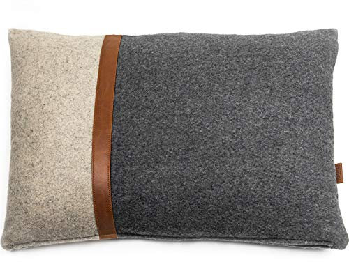 Miqio® Kissenbezug Oslo | Kissenhülle 40x60 cm für Sofakissen und Dekokissen | Aus Wolle und Leder | Deko für Wohnzimmer, Schlafzimmer, Ostern | Couchkissenbezug
