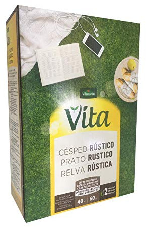 Semillas de Césped Rústico VITA, Fácil Instalación y Mantenimiento, Ideal Jardín, Decorativo, Robusto y Denso, Ray-Grass Inglés + Cañuela/Festuca Roja - Envase 1 kg