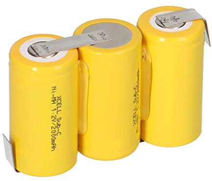3er Reihe Akku Akkupack Sub-C 2000mAh 3,6V NiMH Mit Lötfahne F1x3 - Accu Batterie Sub C SC 2-0 Ah 3-6 Volt Batteriepack - Langlebig - Wartungsfrei