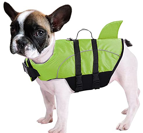 Queenmore Salvagente Cane, Giubbotto Squalo, Gilet Salvagente Per Cani, Verde M