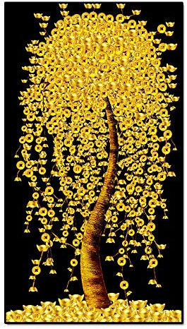 Abstrakte Goldene Geldbaum Leinwand Malerei Ölgemälde Nordic Moderne Wohnzimmer Dekoration Poster Wandkunst Bild Druck 60x120cm (24x47in) Ungerahmt