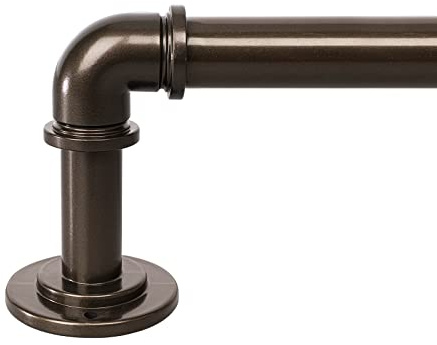 OLV - Barras de cortina de estilo industrial, bronce, para ventanas de 1,2 a 2,1 m, opaca, cobertura completa, diámetro 2,54 cm, ajustables, resistentes, para interior y exterior