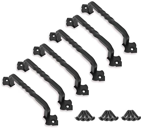 Ouvin 6 Pack Barn Door Pull Handle Hardware for Wooden Garden Gate Shed Cabinet Door 6Pcs (160mm/6inch)