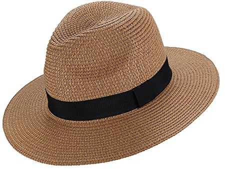 Moxamo Panama Hut Herren Damen,Strohhut Sonnenhut,große Krempe Faltbare Schirmmütze breite Krempe, Sommerhut, Sonnenschutz Sport Strandhut Sommermütze für Strand