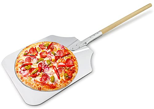 Pelle à pizza, spatule à pizza, pelle à pizza, avec manche en bois, antidérapante, pour fournitures de cuisine DIY Pierre à pizza Four Grill Pain Tartes Biscuits Gâteau Outil de cuisson (14 ?, Court