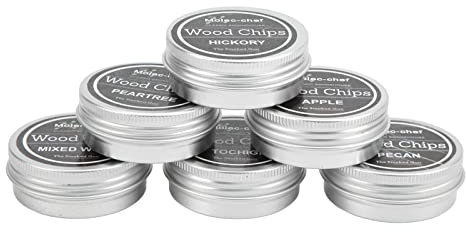 SUNGOOYUE Trucioli di Legno per Affumicare, 8 Pezzi Kit per Fumatori di Trucioli di Legno per Whisky Chip per Fumatori Chip per Fumatori per Bevande Affumicate Carburante e Accendifuoco