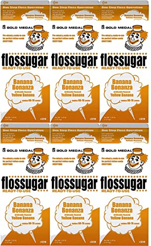 BeeQ BOX - (Pack of 6) Banana Bonanza Cotton Candy Flossugar 1/2 Gallon Cartons
