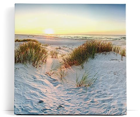 Paul Sinus Wandbild 80x80cm Ostsee Strand Sand Meer Sonnenuntergang Horizont