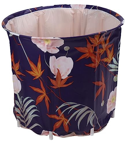 Portable Foldable Bathtub Freestanding Ice and Hot Bath Tub Soaking Bath Barrel for Shower Stall Household Bathroom SPA Hot Bath Tub (Maple Leaf)
