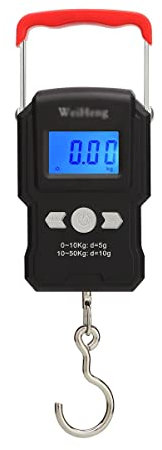 OUSIKA Bilancia da pesca 110lb/50kg Bilancia digitale con gancio sospeso Display LCD Funzione tara Bilancia elettronica for bagagli sospesa for casa e all'aperto Bilancia