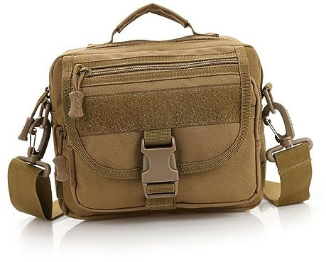 VALICLUD Unisex Multifunktionale Umhängetasche Aus 1000d Nylon Kleine Taktische Crossbody Tasche Für Outdoor Reisen Wandern Camping Khaki