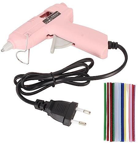 Macchina Per colla a Caldo, Mini Pistola Per colla a Caldo Rosa con Preriscaldamento Rapido Domestico da 20 W con 30 Stick di colla da 7 Mm/0,3 Pollici Per Casa, Scuola, Ufficio(EU)