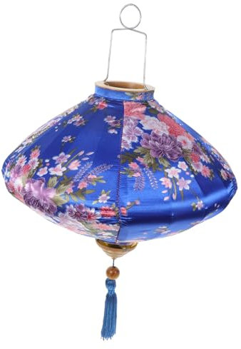 Yardenfun Blaue Florale Quaste Laterne Dekorativ Hängend Wetterfeste Outdoor Chinesische Laterne Frühlingsfest Party Deko Lunar Year Ornament